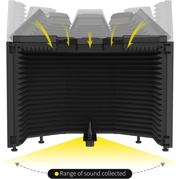 XTUGA Microphone Isolation Shield with 5 Panels for Noise Reduction and Recording