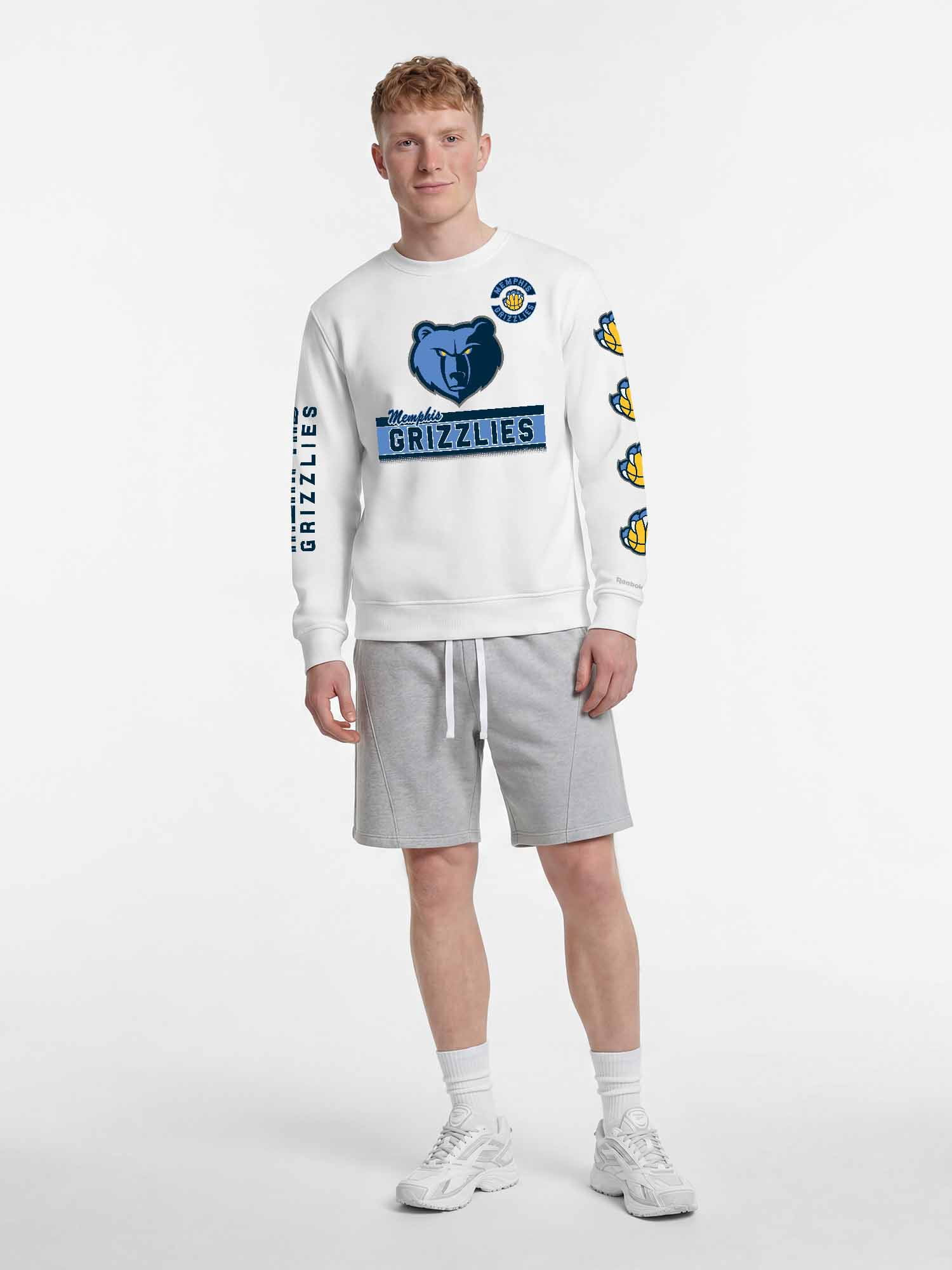 Memphis Grizzlies Reebok Mens White Crew Sweatshirt