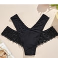 thumbnail image 4 of Women's Sexy Hollow Out Lace Underwear Panties Breathable High Waisted Lingerie Thong Cheeky Briefs, 4 of 4