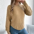 thumbnail image 6 of Ashirexll Sweaters for Women Trendy, Pullover Sweaters for Women, Women's Solid Color Long Sleeve Round Neck Pullover Knit Sweater Basic Top, 6 of 7