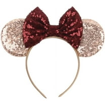 CLGIFT rose gold Burgundy Minnie ears, rose gold Minnie, Minnie ears, Burgundy wine Mickey ears, Rainbow Sparkle Mouse Ears,Classic Red Sequin Minnie Ears (Rose gold and burgundy)