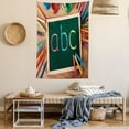 thumbnail image 2 of Crayon Tapestry, School Themed Photo with ABC Lettering on Chalkboard with Painting Crafts Print, Wall Hanging for Bedroom Living Room Dorm Decor, 60W X 80L Inches, Multicolor, by Ambesonne, 2 of 5