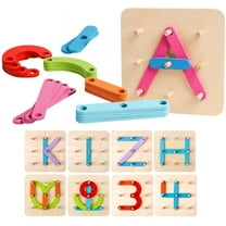 Amerteer Letter and Number Construction Activity Set Educational Preschool Toys Shape Color Recognition Pegboard Sorter Set Board Blocks Stack Sort for Toddler Kids Boys Girls Non-Toxic Toy-Wooden