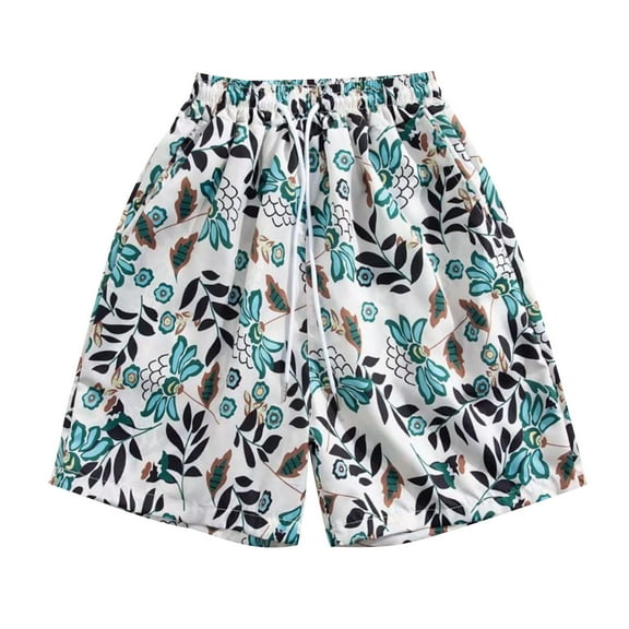 sovlvnd Mens Shorts Mens Casual Printed Beach Shorts With Elastic Waist And Drawstring Pocketless Knee Length L, Blue