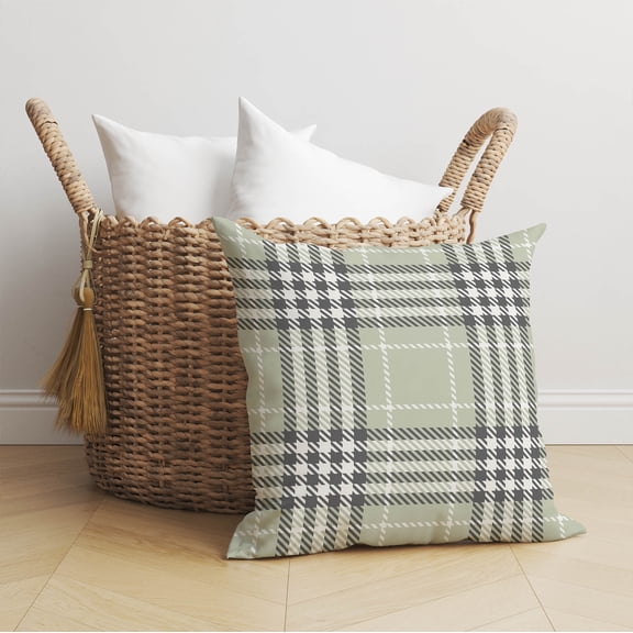 Christopher's Plaid Light Green Throw Pillow