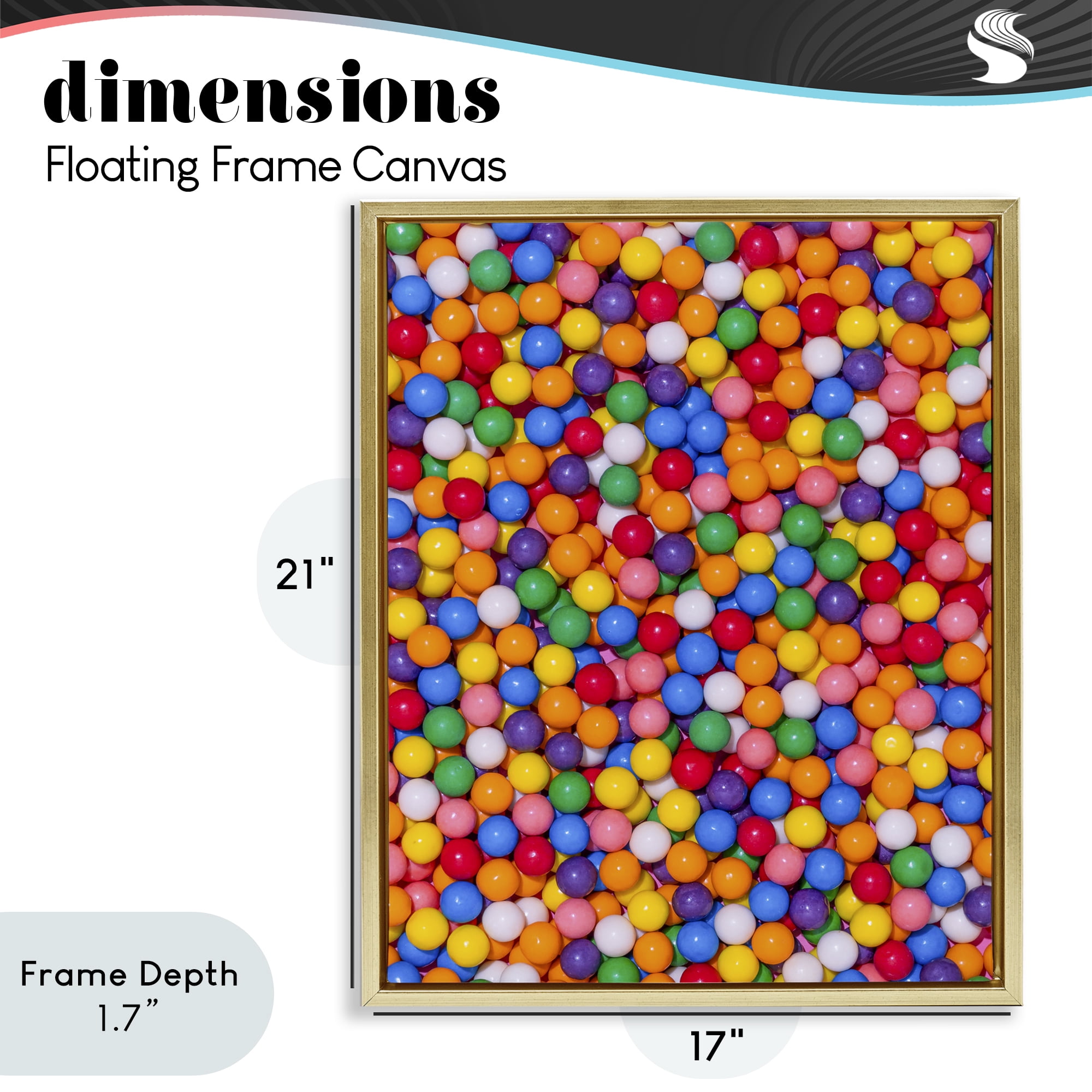 Stupell Industries Colorful Gumballs Close Up Gold Framed Floater Canvas Wall Art, design by LISH Creative