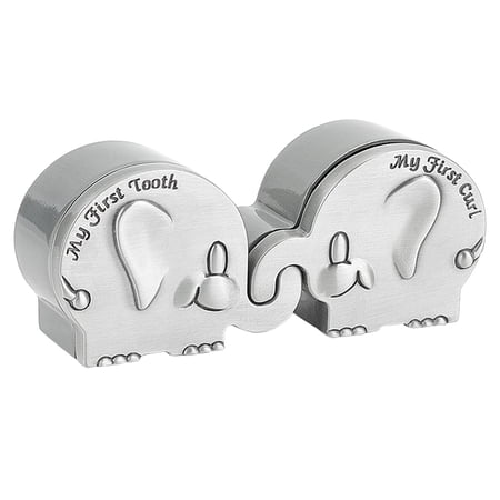 Zinc Alloy Deciduous Teeth Storage Boxes My First Tooth Curl Keepsake Case for Baby Shower Gift Elephant Silver 105mm Box: 61x44x31.5mm