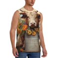 thumbnail image 2 of Balery Bucket Flower Cow Camisetas sin mangas para hombre, absorbe la humedad y protege contra el mal olor.-3X-Large, 2 of 7