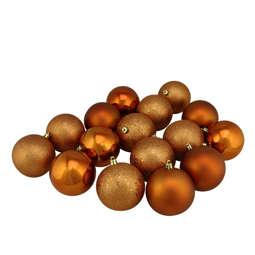 16ct Burnt Orange Shatterproof 4Finish Christmas Ball Ornaments 3