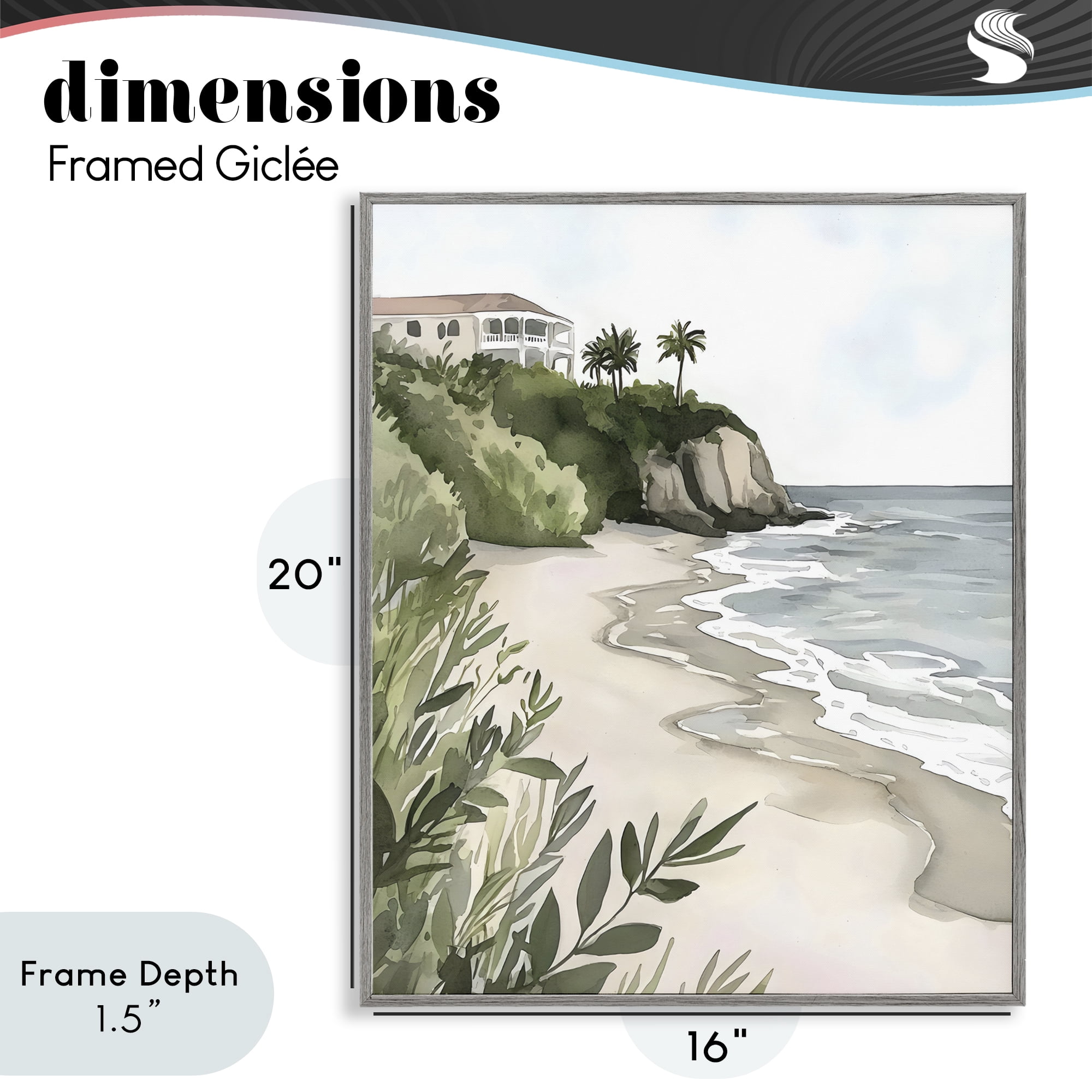 Stupell Industries Coastal Calm Villa on Bluff Gray Framed Giclee Art, design by Riley B