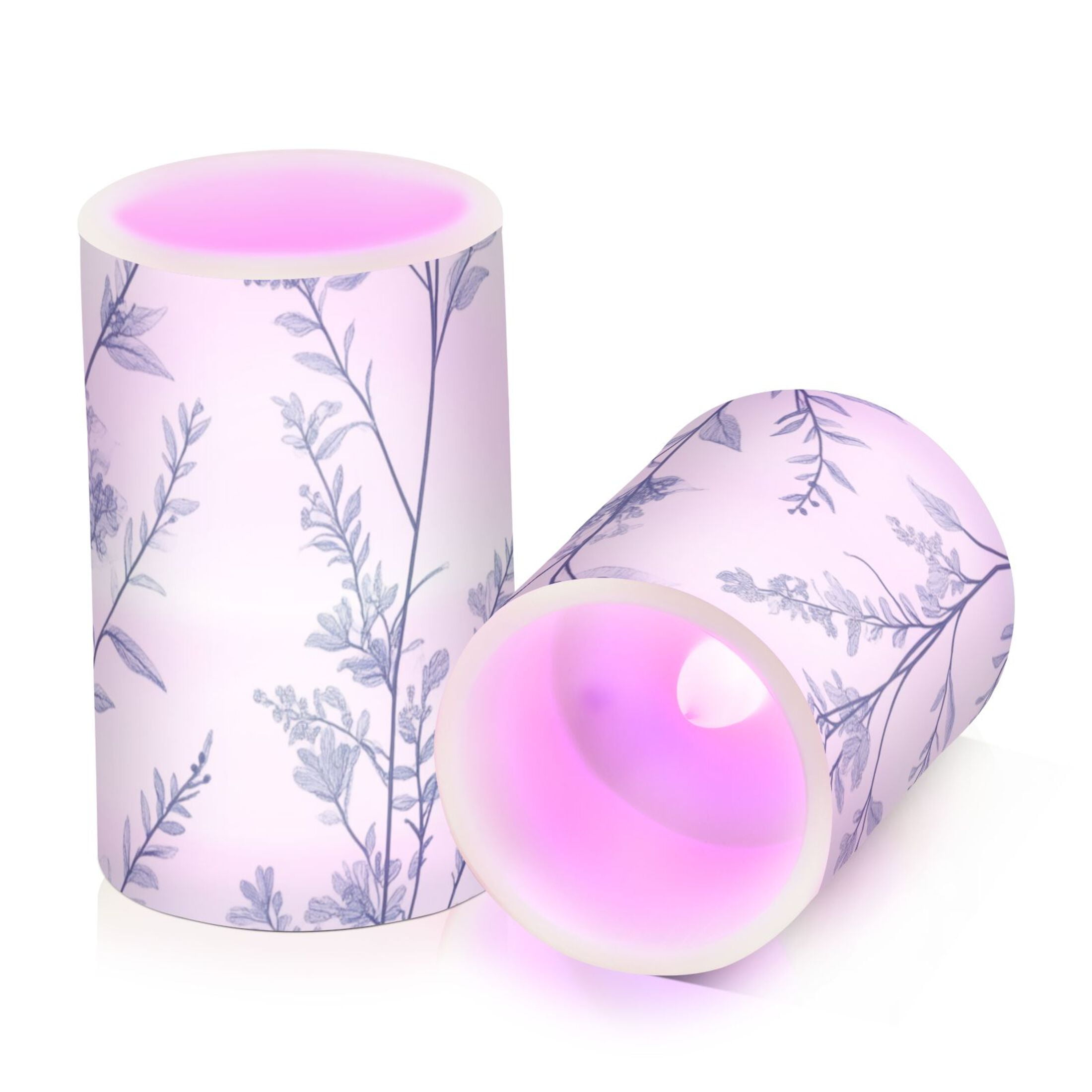 Delicate Wild Florals Flickering Flameless Candles LED Tealight Battery Operated with Remote Set of 2 Holiday Decor Ornaments