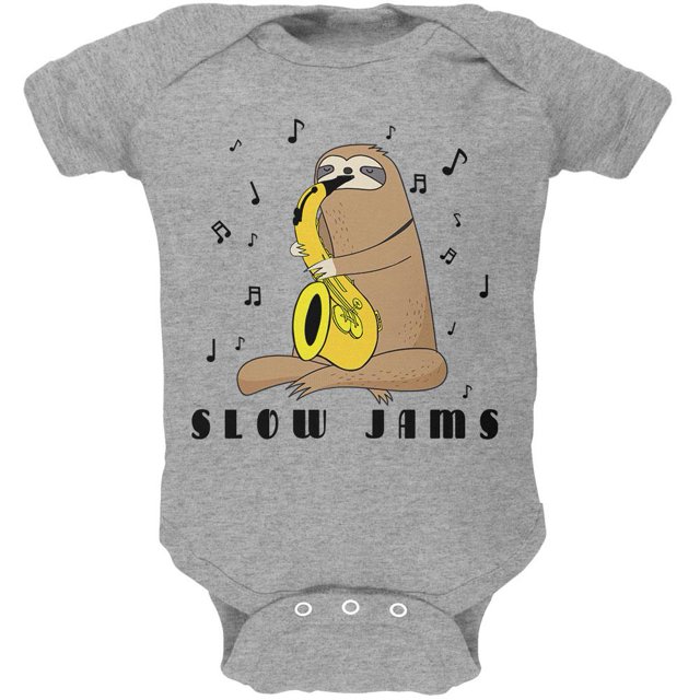Sloth Slow Jams Saxophone Drôle Jeu de Mots Doux pour Bébé une Pièce