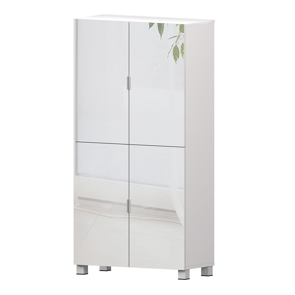 MIDOQIN 8-Tier Shoe Storage Cabinet with Mirror Door, Wood Freestanding 32 Pairs Shoe Rack Organizer for Entryway