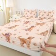 thumbnail image 5 of Manfei Golden Retriever Bed Sheets, Pug Paw Print Full Size Sheets, Beige Gold, 4pcs, 1 Flat Sheet, 1 Fitted Sheet and 2 Pillowcases, 5 of 6