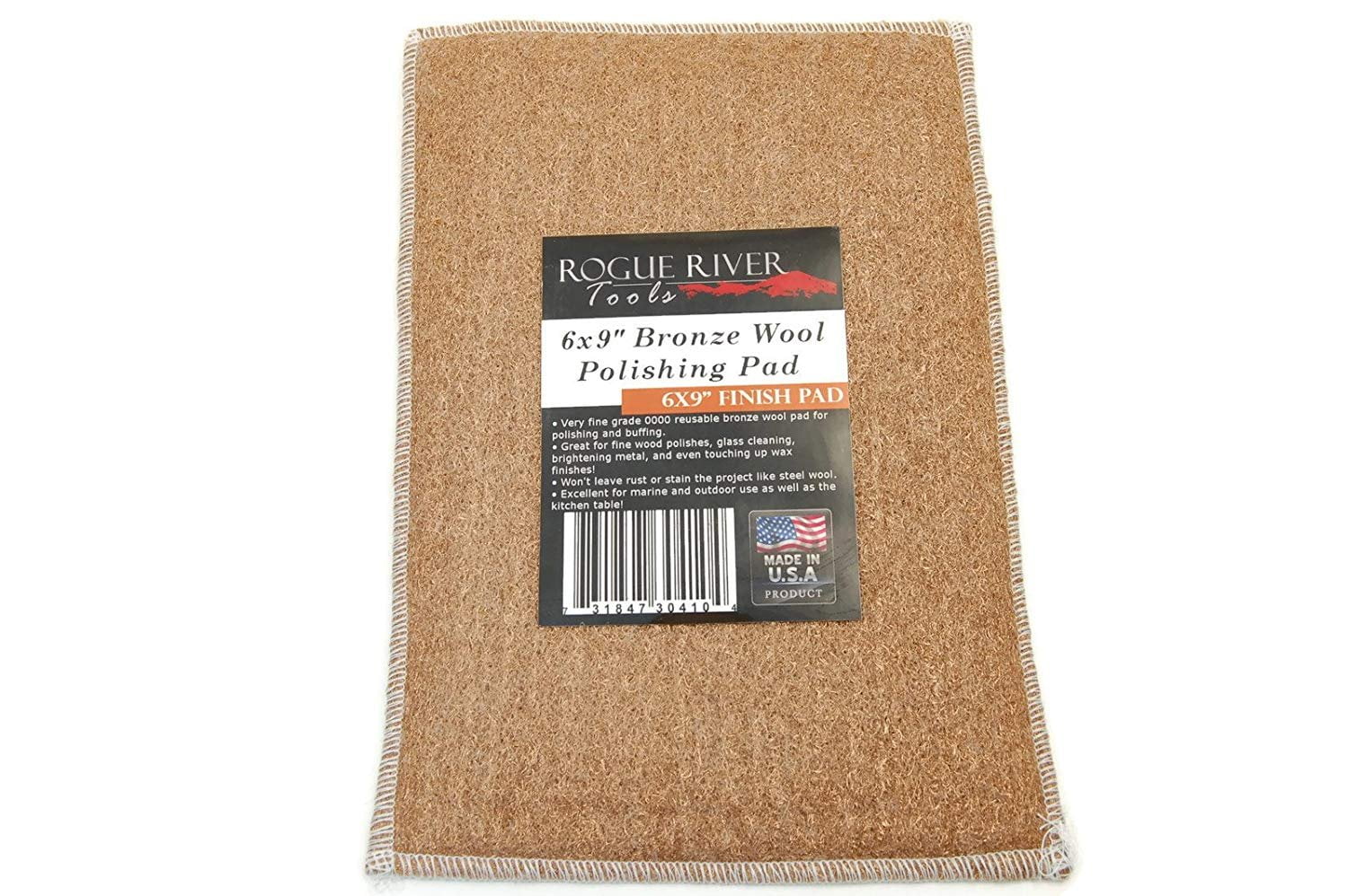 Bronze Wool Polishing Pad 6x9 inch Fine by Rogue River Tools