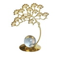 thumbnail image 2 of Gold Ginkgo Leaf Sculpture | Metal Art Desk Statue | Crystal Ball Base Home Office Decor | Elegant Bookshelf Ornament, 2 of 6