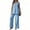 *Light Blue, variant on VBVC Women's 2 Piece Cotton-Linen Outfit Set,Notch Neck Tank Top and Wide Leg Pants For Women,Ladies Button Trim Loungewear with Pockets,Black,S-2XL