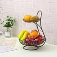 thumbnail image 3 of 2 Tire/3 Tier Simple Round Metal Household Fruit Plate Tray Stand Storage Basket Black 2 Tier, 3 of 8