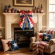 thumbnail image 5 of Lazo decorativo con estampado de estrellas rojas, blancas y azules para fiestas del Día de la Independencia y adornos para puertas: lazo de tela hecho a mano para coronas, repisas de chimenea y, 5 of 6