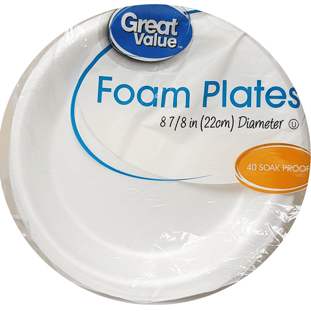 Great Value Foam Plates 9" 40 Soak Proof