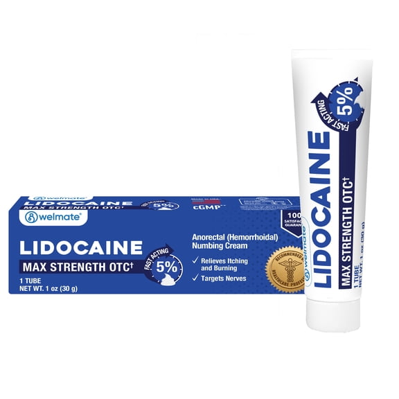 WELMATE Pain Relief, 5% Lidocaine Numbing Cream, 1oz