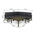thumbnail image 3 of Noble House Perla Outdoor 6-Pc Acacia Wood Sectional Sofa Set Gray and Dark Gray, 3 of 8