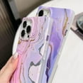thumbnail image 3 of HSHDLDF Luxury Glitter Marble Pattern iPhone 12 Pro Max Square Edge Case,Chic Slim Golden Plating TPU Silicone Rubber Gel Sturdy Protective Bumper Cases Cover(Purple), 3 of 6