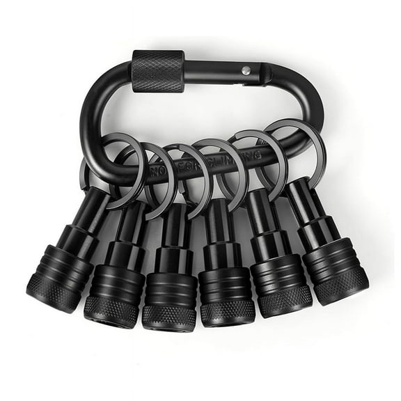6PCS Bit Holders Keychain, 1/4 Inch Hex Shank Bit Holders, Quick-Change Design for Nut Driver, Screw Black Metal