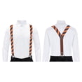thumbnail image 4 of Jacob Alexander Men's College Stripe Y-Back Suspenders Braces Convertible Leather Ends and Clips - Orange Navy, 4 of 5
