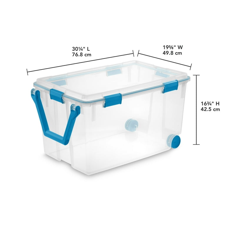 Sterilite 120 Qt. Wheeled Gasket Box Blue Aquarium Set of 3
