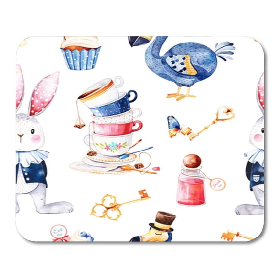 SIDONKU Wonderland Magical Pattern Bottle Dodo Bird Golden Keys Cute Mousepad Mouse Pad Mouse Mat 9x10 inch