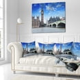 thumbnail image 2 of Designart Houses of Parliament and Westminster Bridge - Modern Cityscape Throw Pillow - 18x18, 2 of 4