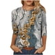 thumbnail image 2 of ICHUANYI Clearance Women's Fashion Printed T-shirt Mid-length 3/4 Sleeves Blouse Round Neck Casual Tops(Gray, S) ICHUANYI WER2023080709255, 2 of 5