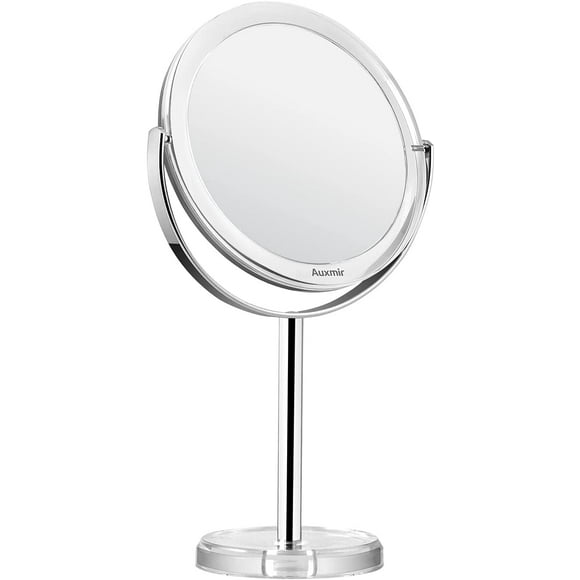 1X / 10X Two-Sided Swivel, 360° Rotating Table Mirror, Double-Sided Comestic Mirror With Stand, Retro Style Clear Edge
