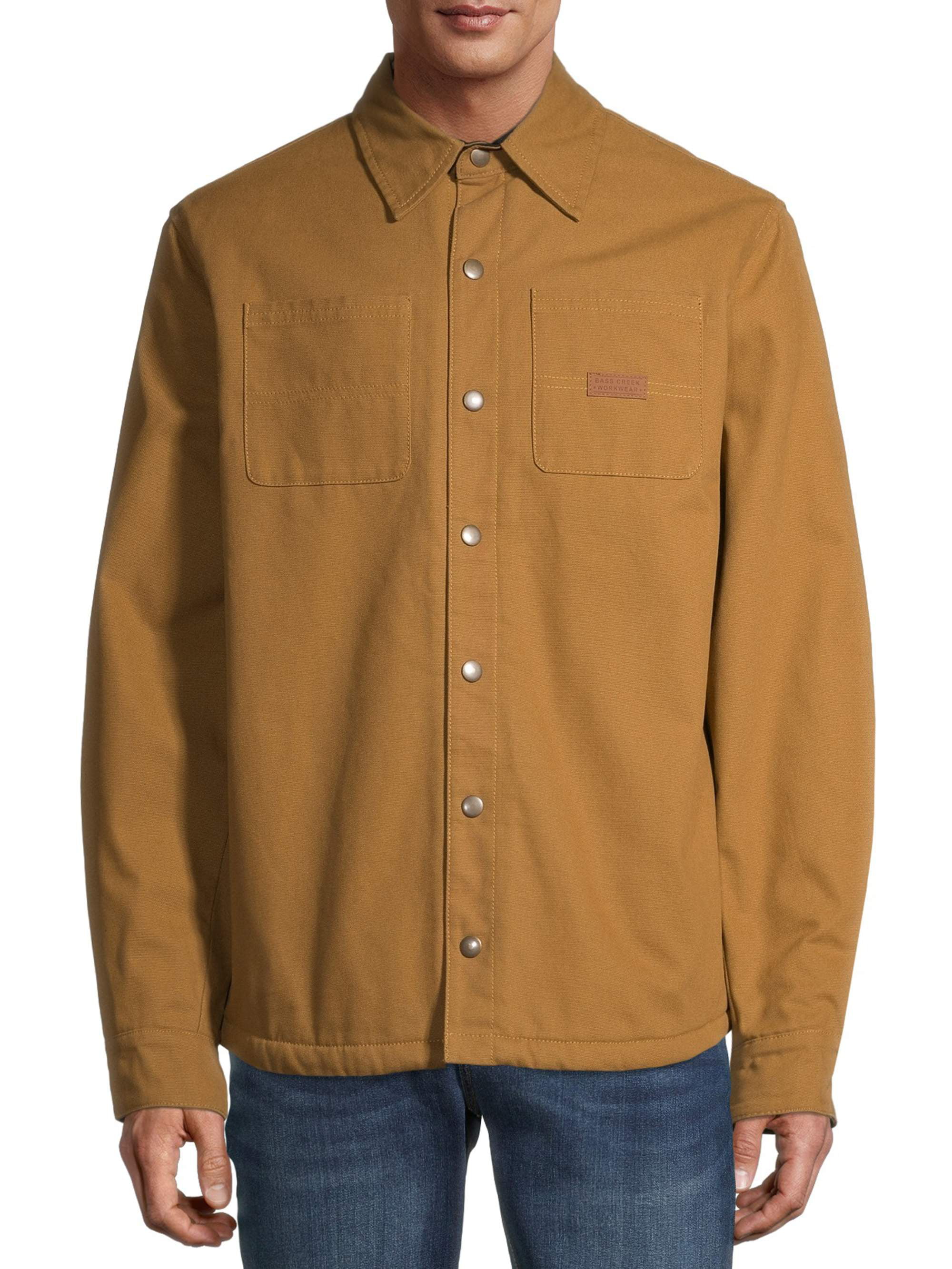 Bass Creek Men’s Duck Canvas Shirt Jacket with Faux Sherpa Lining ...
