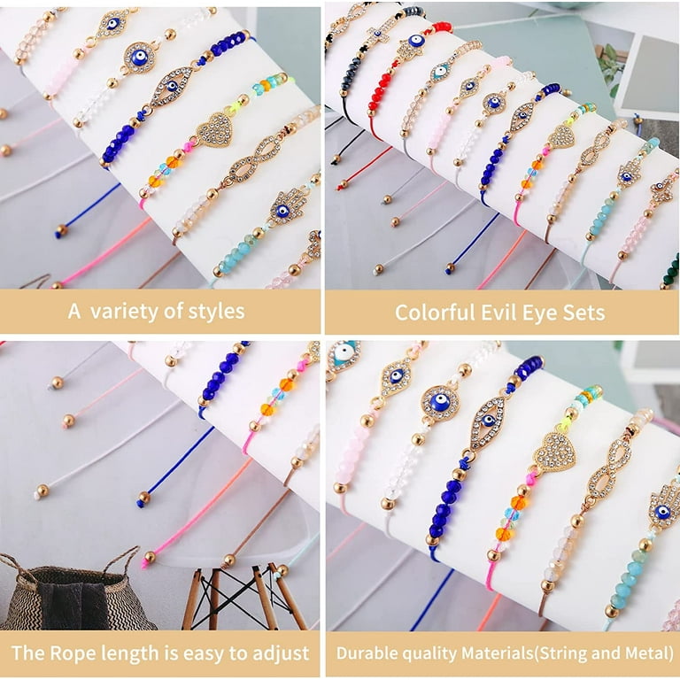 12pcs Handmade Bracelet colorful beaded Bracelets with Evil Eye
