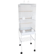 YML 6924-4814WHT 0.37 in. Bar Spacing Tall Flat Top Bird Cage with Stand, White - 18 x 18 in. - Small