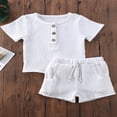 thumbnail image 3 of PENGXIANG Unisex Baby Solid Color  Neck Short Sleeve Tee Shorts Set, 3 of 6
