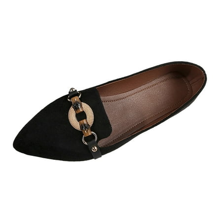 IUJSOY Womens Retro Slip on Loafers Pointed Toe Flats Comfortable Fashion Work Business Shoes