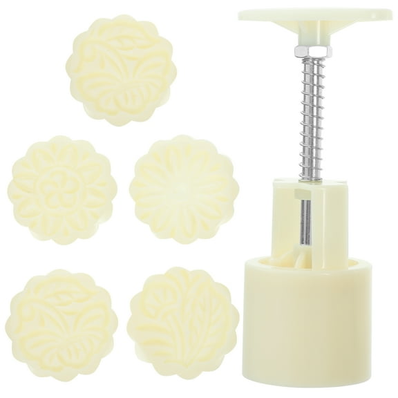 FOMIYES Diy Press Baking Mold 1Set Moon Cake Press Mold Silicone Plastic Round For Home Users Baking Molding Stamping