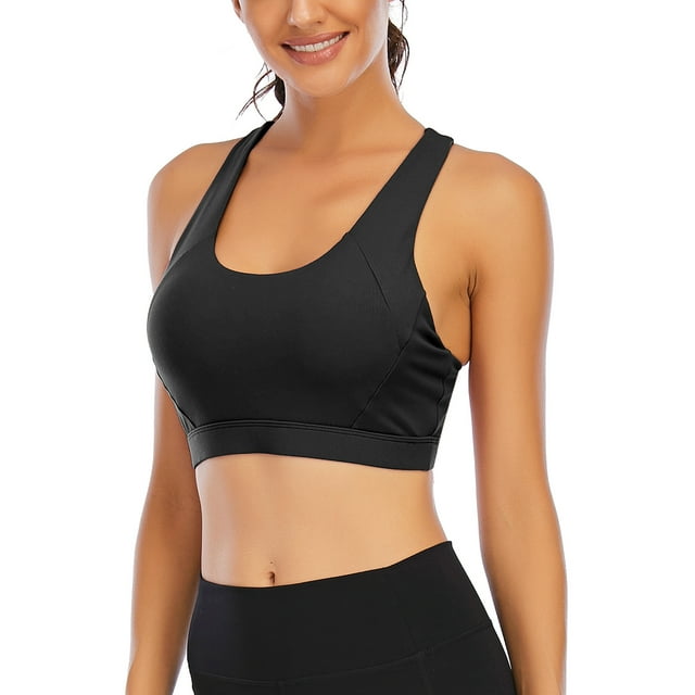 Women's Seamless Sports Bra Racerback Padded Stretch Fitness Tops Workout Yoga Bras with Removable Bra Pads