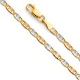thumbnail image 2 of Wellingsale 14k Tri 3 Color Gold Polished Solid 2.5mm Valentino Star Diamond Cut Chain Necklace - 18", 2 of 6