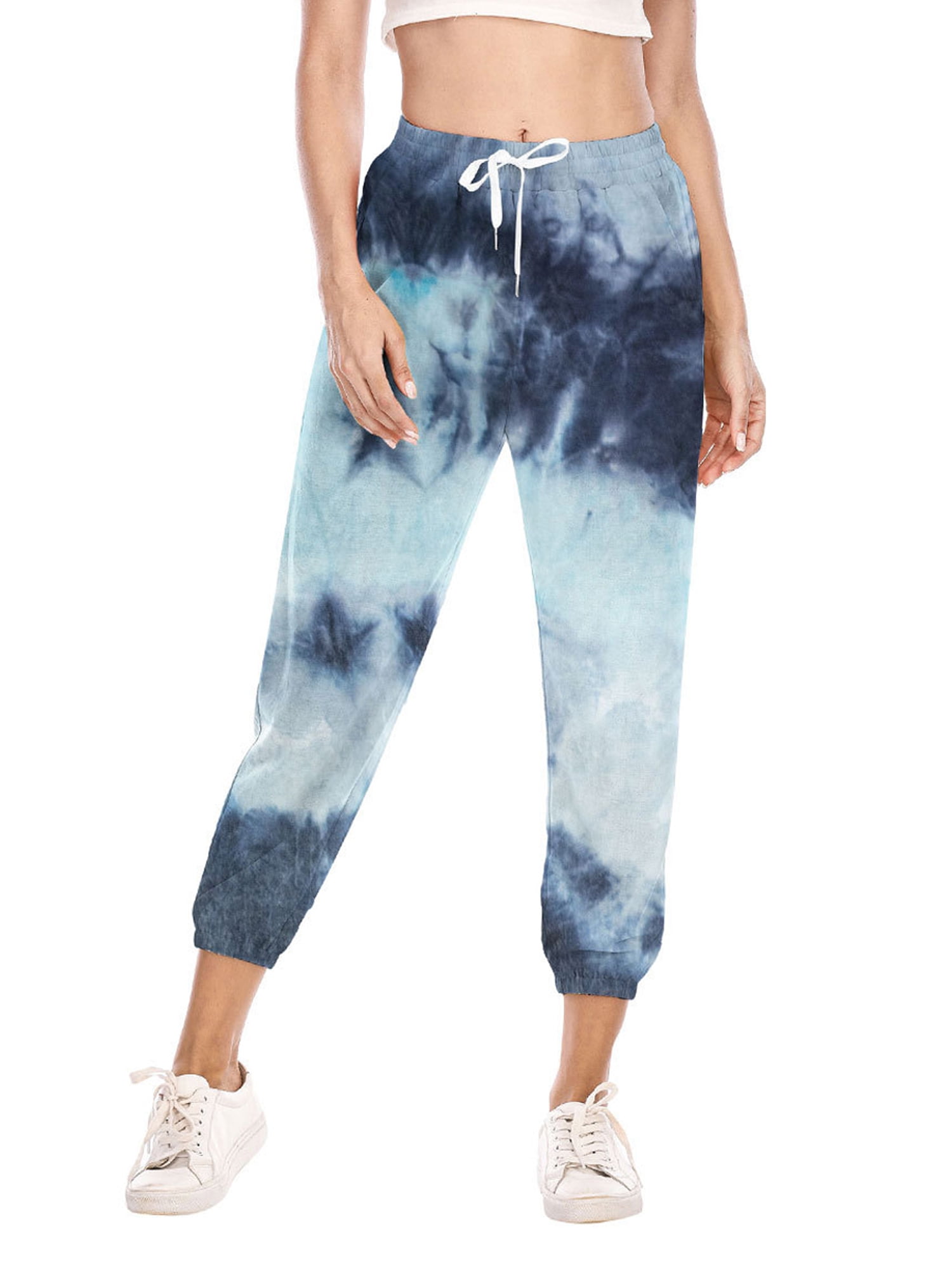 Women Tie Dye Pants, Casual Drawstring 