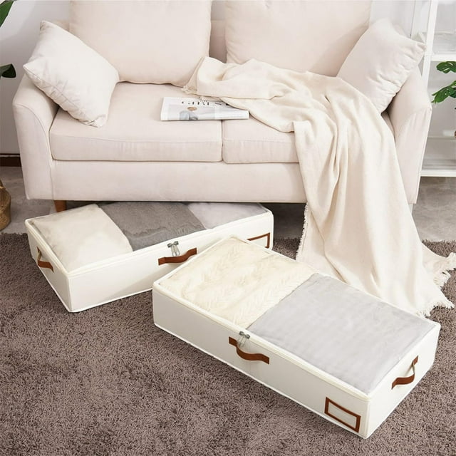Bolsa de Almacenamiento Debajo de la Cama, Organizador de Ropa con Ventana Transparente, Contenedor para Edredones con Asas, 80x45x15cm, para Ropa, Ropa de Cama, Lencería