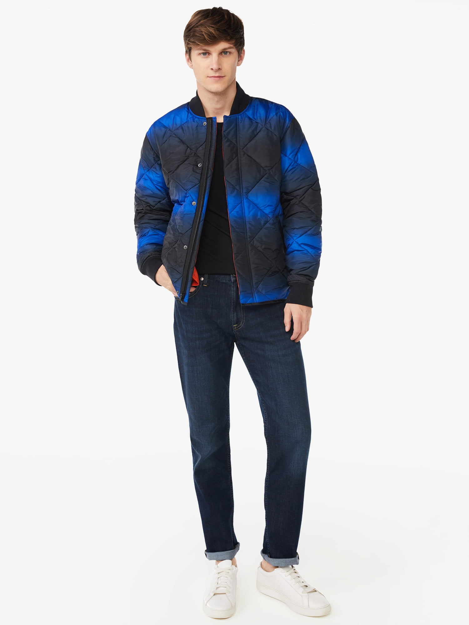 Free Assembly Men's Diamond Quilted Bomber Jacket