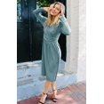 thumbnail image 2 of Vestido OUGES para mujer, cuello en V, cuello en V, casual, de trabajo, con bolsillos, 2 of 7