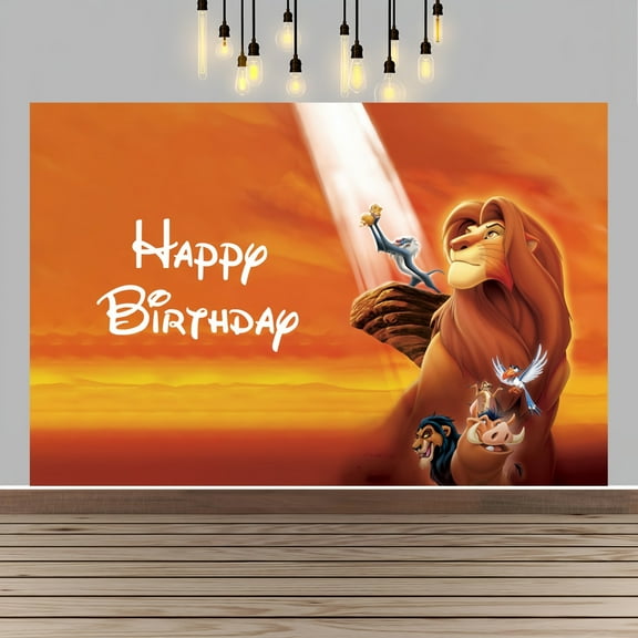Lion King Happy Birthday Anime Cartoon Theme Backdrops Banner Birthday Party Decor Supplies(5x3ft)