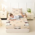 thumbnail image 3 of Manfei Sunglass French Bulldog Twin Fitted Sheet, Cute Paw Bone Bedding, Cream Beige, 2-Piece, 1 Fitted Sheet and 1 Pillowcase, 3 of 6