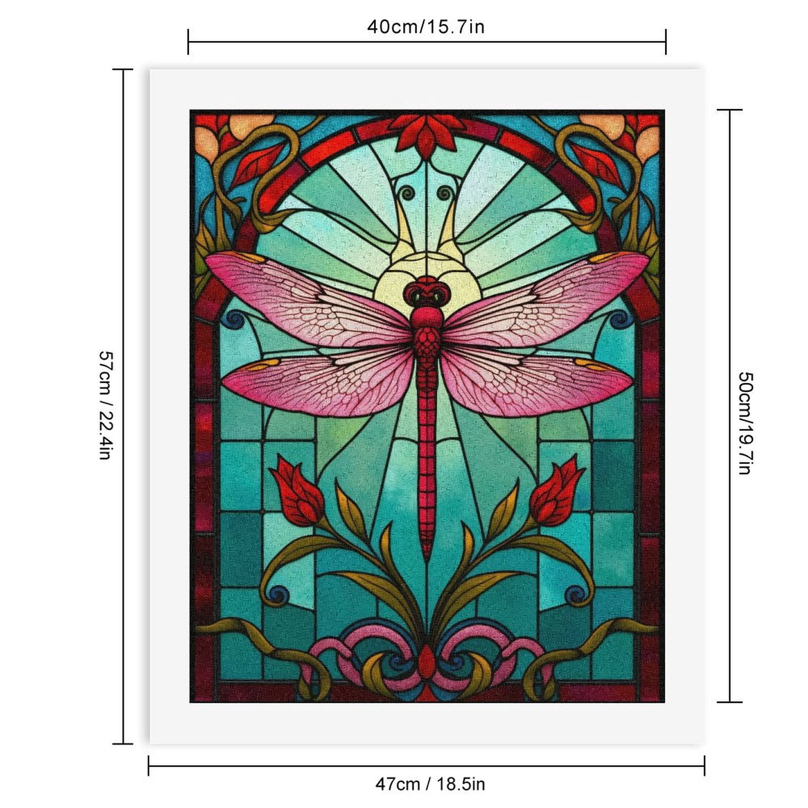 Paint By Numbers Kit for Adults Beginner - DIY Dragonfly Stained Glass Art Deco Canvas Painting Kits for Adults, Frameless Paint By Number for Adults for Home Wall Decor 16x20 Inch