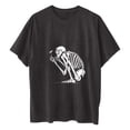 thumbnail image 4 of Blusa de manga corta con estampado de luna y sol de calavera con mangas caídas vintage para mujer Fridja  gope2847, 4 of 9